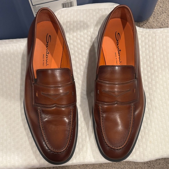 Santoni Other - Santoni Rich Brown Leather Slip-On Loafers